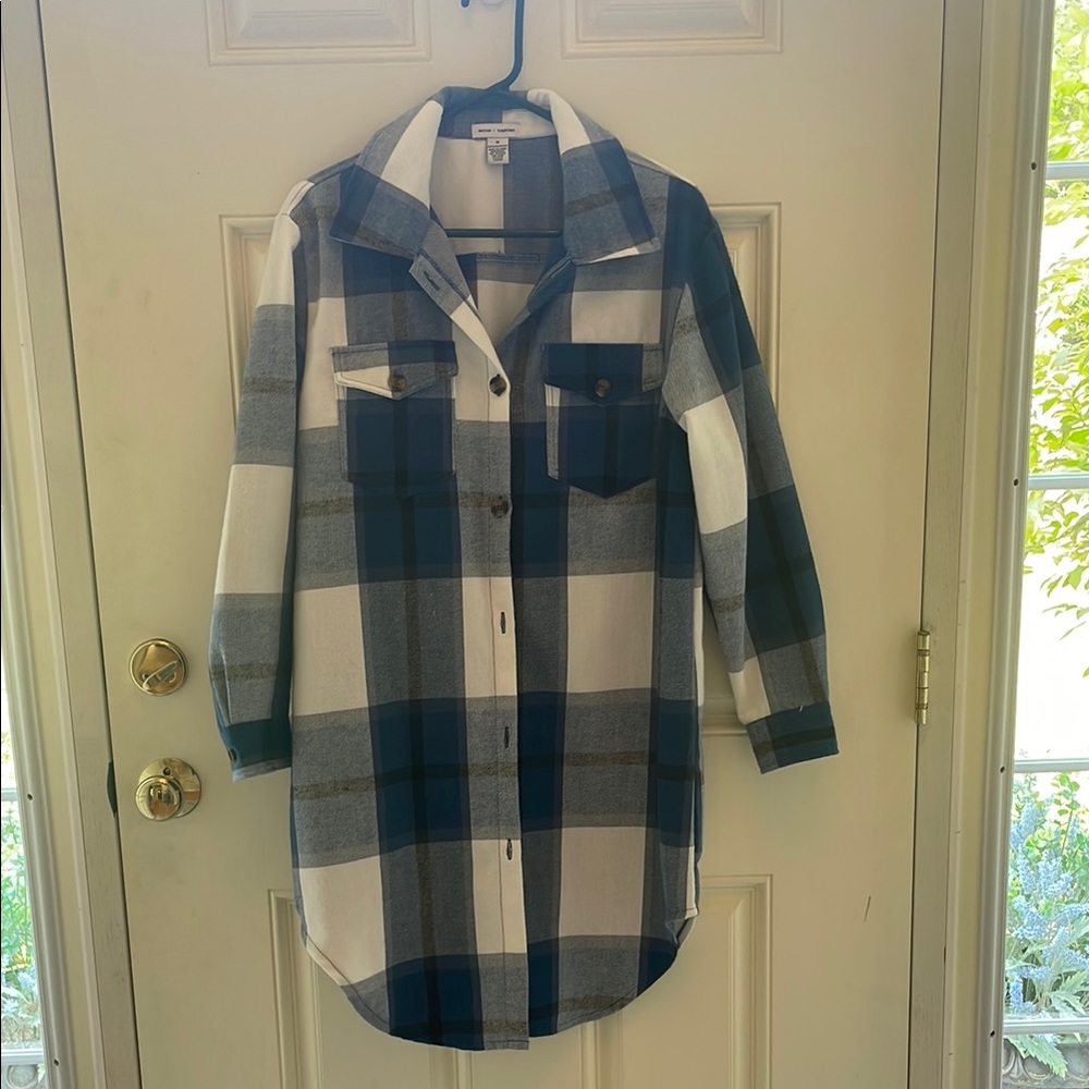 Better Together Blue and White Plaid Jacket or Shirt Dress